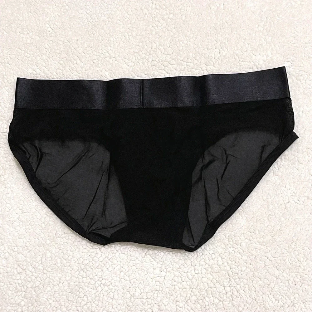 Jockmail Large (30-32) Mens Black Sheer Mesh Briefs Low Rise Underwear JM334 NEW